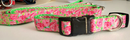 lily pulitzer  Inspired pet collar and leash set, pet collars and bows